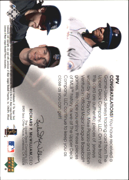 2001 SPx Winning Materials Update Trios #PPV Jay Payton/Mike Piazza/Robin Ventura back image