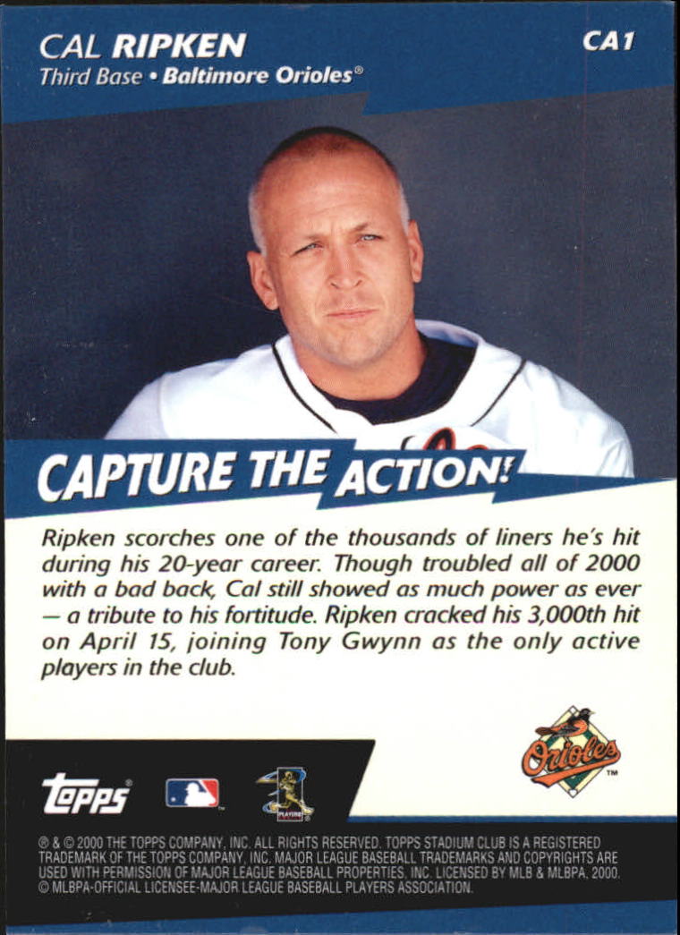 2001 Stadium Club Capture the Action #CA1 Cal Ripken back image