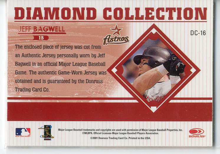 2001 Studio Diamond Collection #DC16 Jeff Bagwell back image