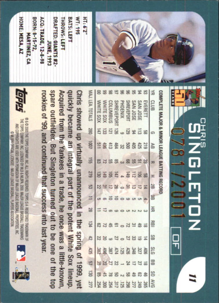 2001 Topps Gold #11 Chris Singleton back image