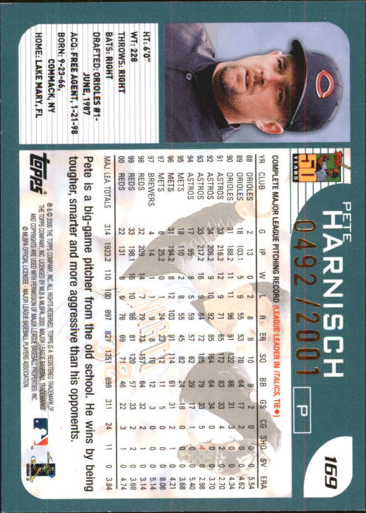 2001 Topps Gold #169 Pete Harnisch back image