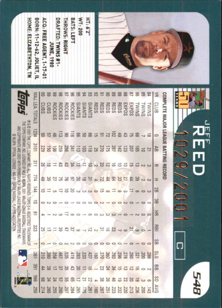 2001 Topps Gold #548 Jeff Reed back image