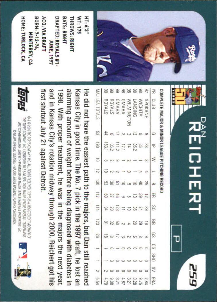 2001 Topps Home Team Advantage #259 Dan Reichert back image