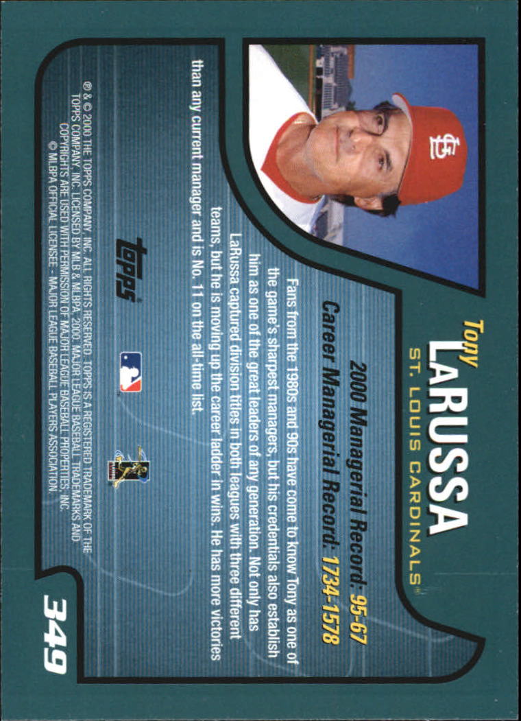 2001 Topps Home Team Advantage #349 Tony LaRussa MG back image
