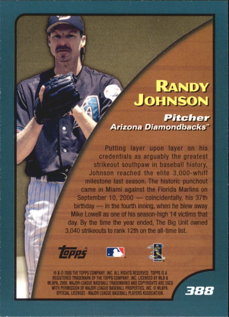 2001 Topps Home Team Advantage #388 Randy Johnson SH back image
