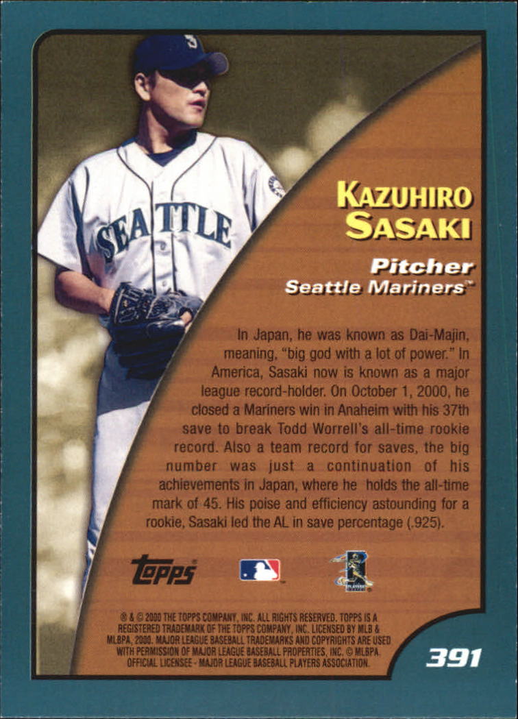 2001 Topps Home Team Advantage #391 Kazuhiro Sasaki SH back image