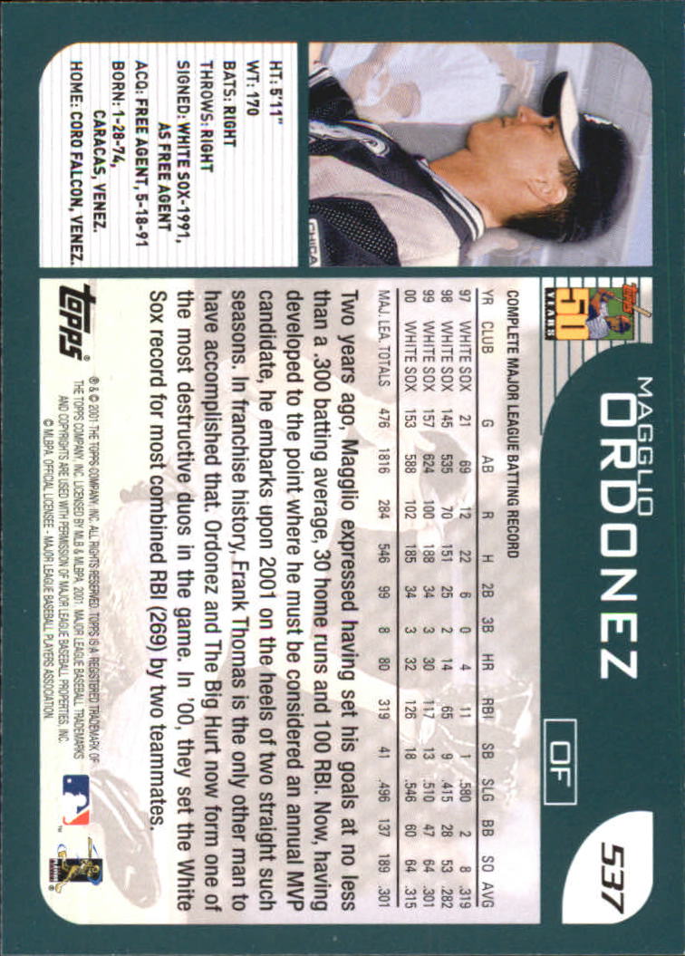 2001 Topps Home Team Advantage #537 Magglio Ordonez back image