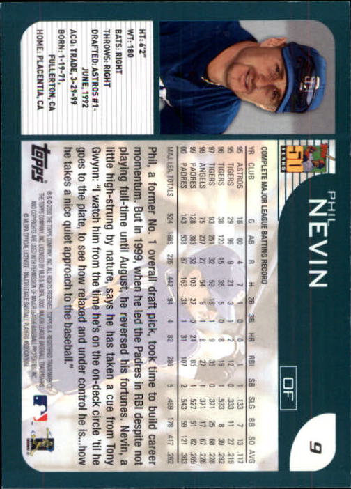 2001 Topps Limited #9 Phil Nevin back image