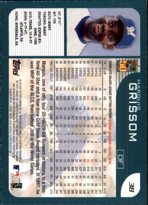 2001 Topps Limited #38 Marquis Grissom back image