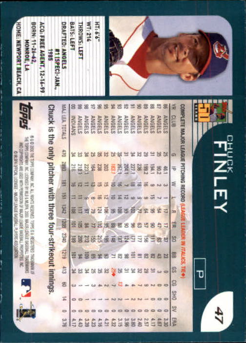 2001 Topps Limited #47 Chuck Finley back image