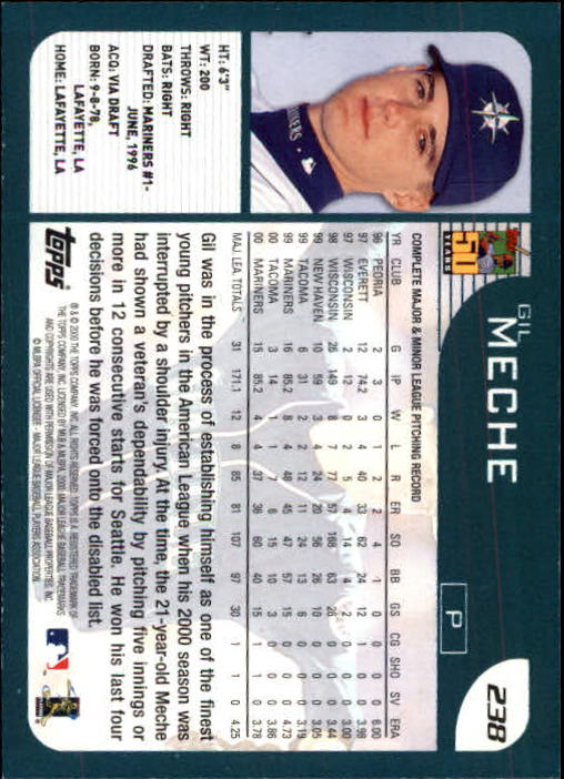 2001 Topps Limited #238 Gil Meche back image