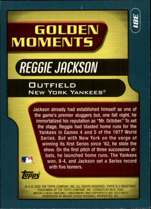 2001 Topps Limited #381 Reggie Jackson GM back image