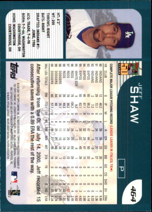 2001 Topps Limited #464 Jeff Shaw back image