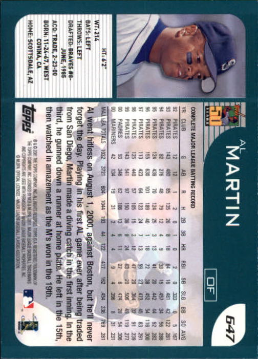 2001 Topps Limited #647 Al Martin back image