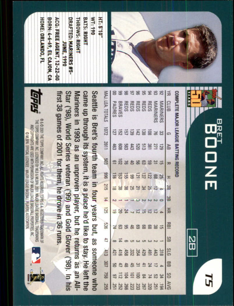 2001 Topps Traded #T5 Bret Boone back image