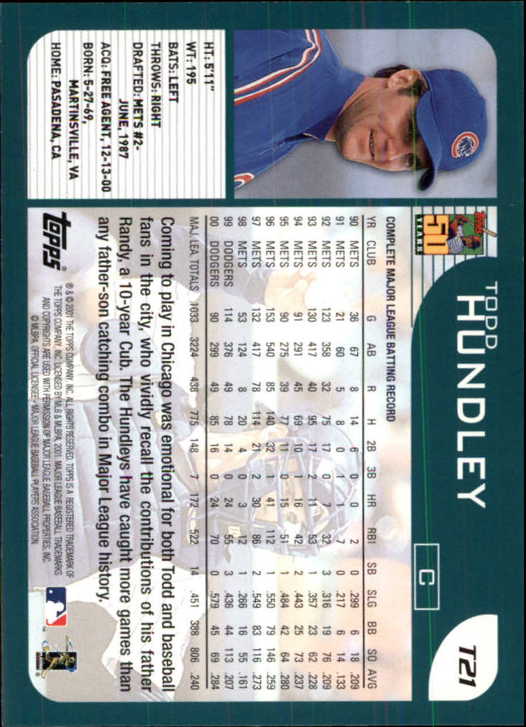 2001 Topps Traded #T21 Todd Hundley back image