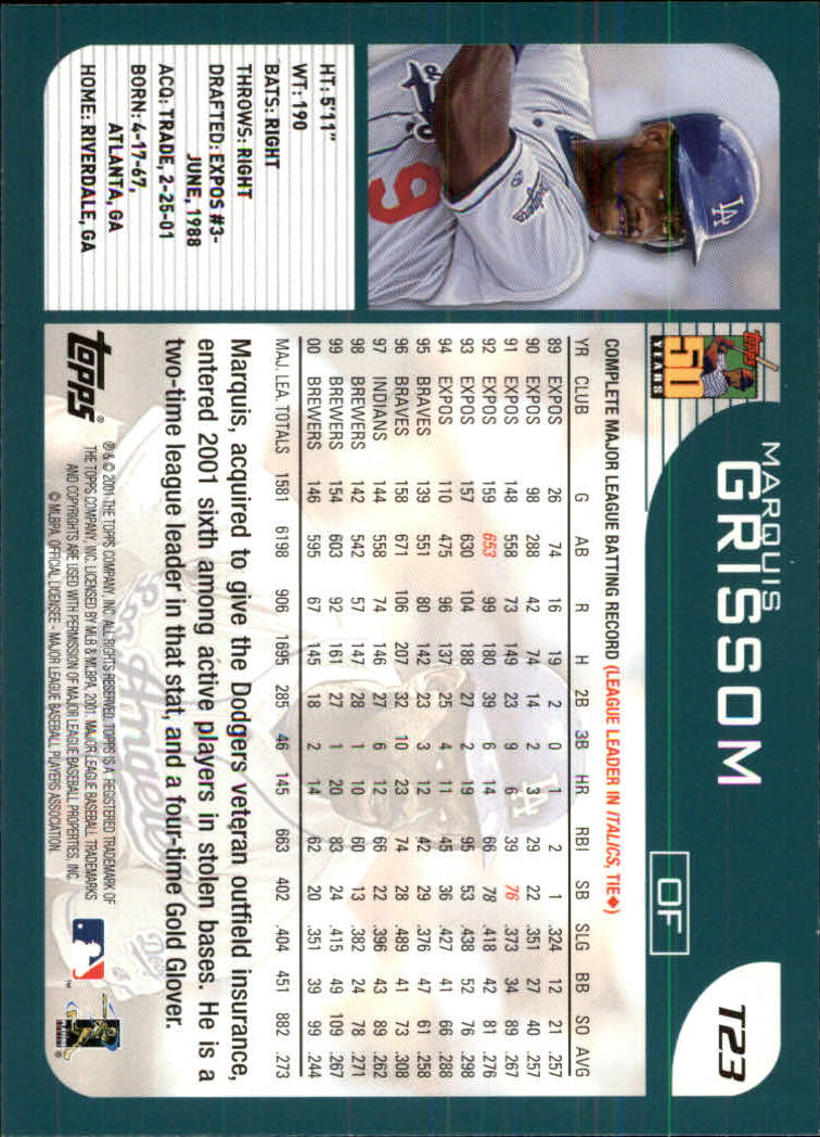 2001 Topps Traded #T23 Marquis Grissom back image