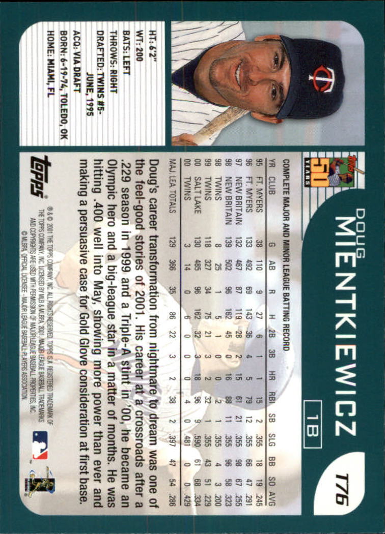 2001 Topps Traded #T76 Doug Mientkiewicz back image