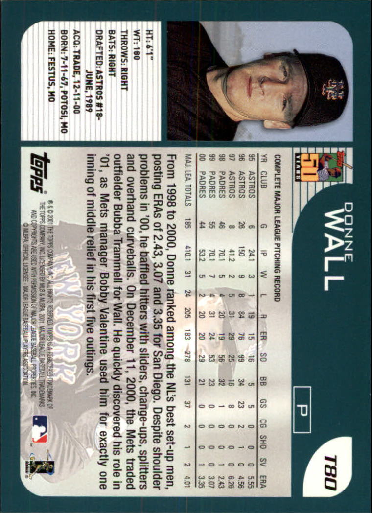 2001 Topps Traded #T80 Donne Wall back image