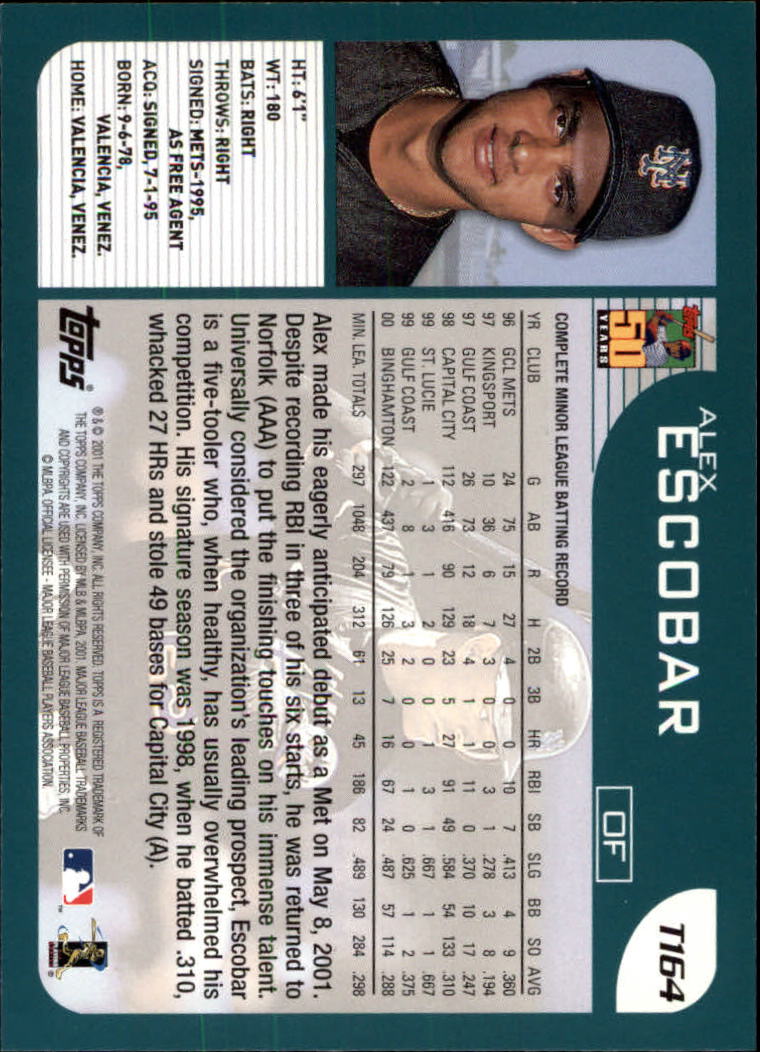 2001 Topps Traded #T164 Alex Escobar back image