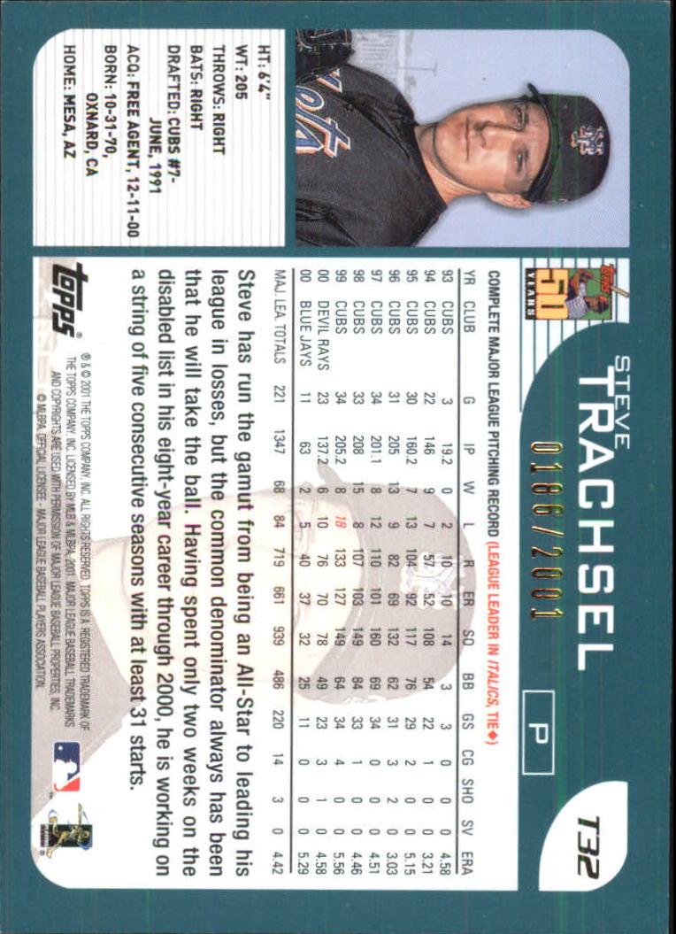 2001 Topps Traded Gold #T32 Steve Trachsel back image