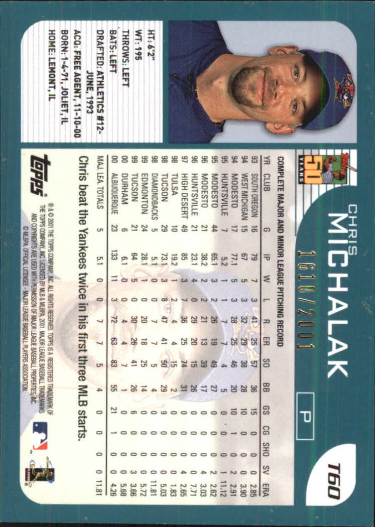 2001 Topps Traded Gold #T60 Chris Michalak back image
