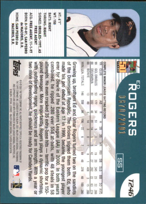 2001 Topps Traded Gold #T246 Ed Rogers back image