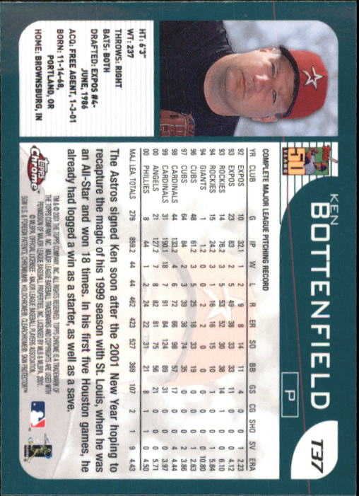 2001 Topps Chrome Traded #T37 Kent Bottenfield back image