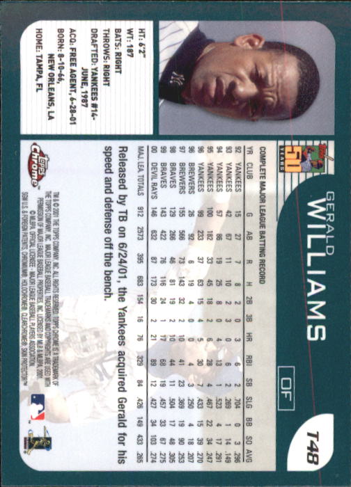 2001 Topps Chrome Traded #T48 Gerald Williams back image