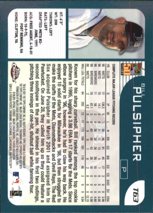 2001 Topps Chrome Traded #T63 Bill Pulsipher back image