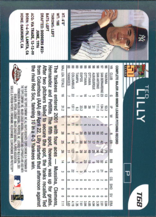 2001 Topps Chrome Traded #T68 Ted Lilly back image