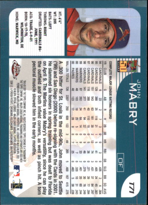 2001 Topps Chrome Traded Baseball Singles - You Choose - Bild 120 von 381
