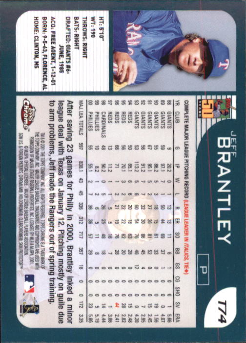 2001 Topps Chrome Traded #T74 Jeff Brantley back image
