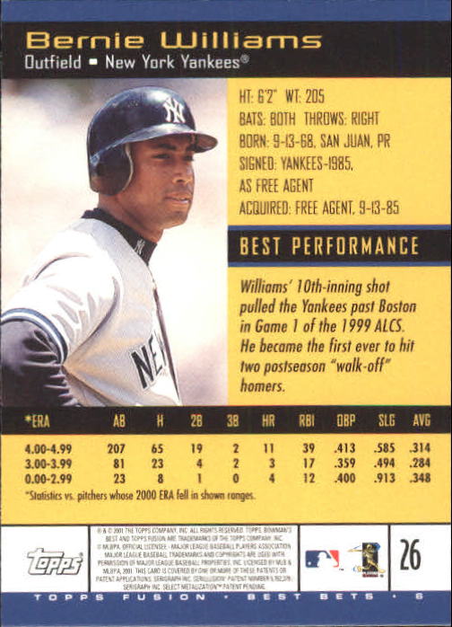 A3902- 2001 Topps Fusion Baseball Card #s 1-250 -You Pick- 15+ FREE US SHIP - Picture 41 of 453