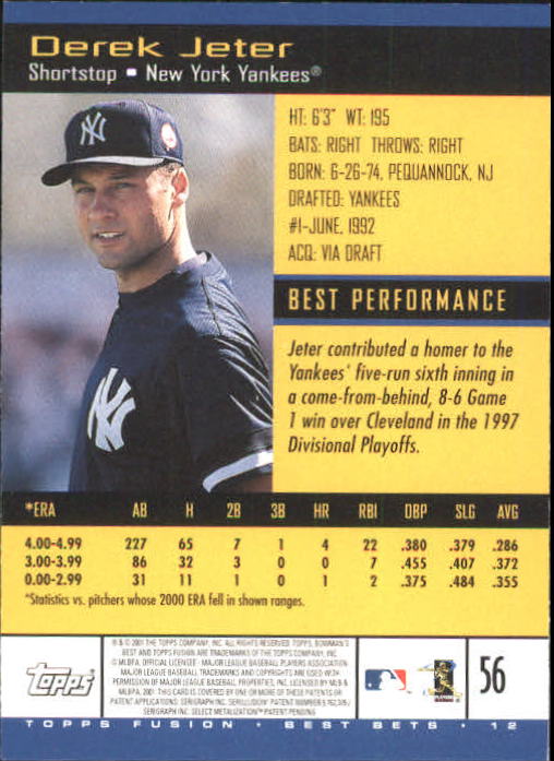 A3902- 2001 Topps Fusion Baseball Card #s 1-250 -You Pick- 15+ FREE US SHIP - Picture 99 of 453