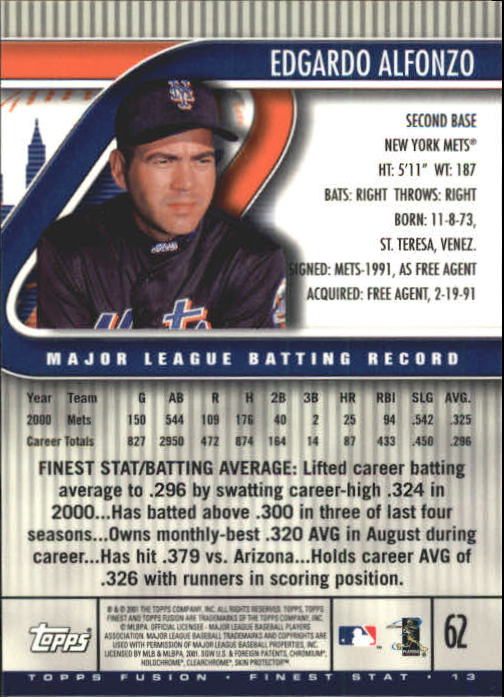 A3902- 2001 Topps Fusion Baseball Card #s 1-250 -You Pick- 15+ FREE US SHIP - Picture 111 of 453