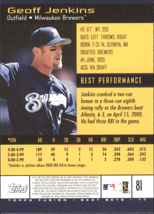 A3902- 2001 Topps Fusion Baseball Card #s 1-250 -You Pick- 15+ FREE US SHIP - Picture 149 of 453