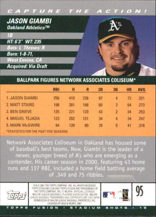 A3902- 2001 Topps Fusion Baseball Card #s 1-250 -You Pick- 15+ FREE US SHIP - Picture 175 of 453
