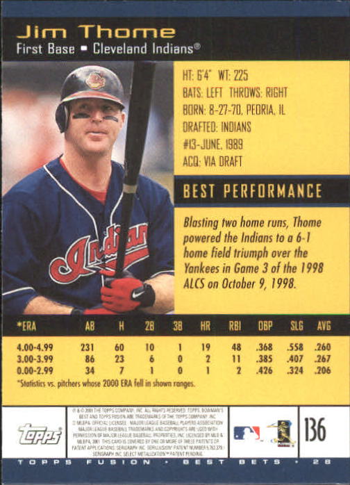 A3902- 2001 Topps Fusion Baseball Card #s 1-250 -You Pick- 15+ FREE US SHIP - Picture 253 of 453