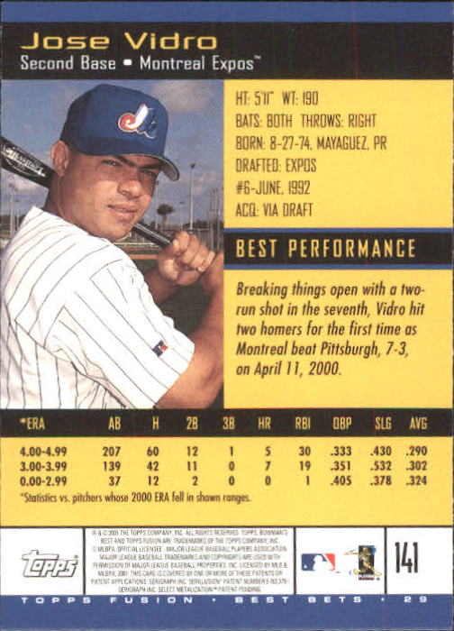 A3902- 2001 Topps Fusion Baseball Card #s 1-250 -You Pick- 15+ FREE US SHIP - Picture 261 of 453