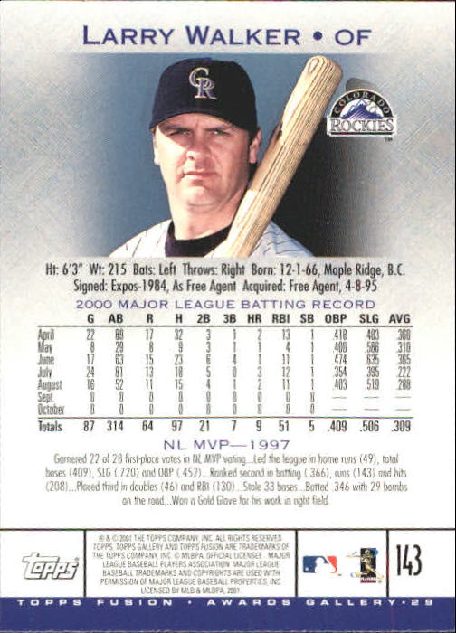A3902- 2001 Topps Fusion Baseball Card #s 1-250 -You Pick- 15+ FREE US SHIP - Picture 265 of 453