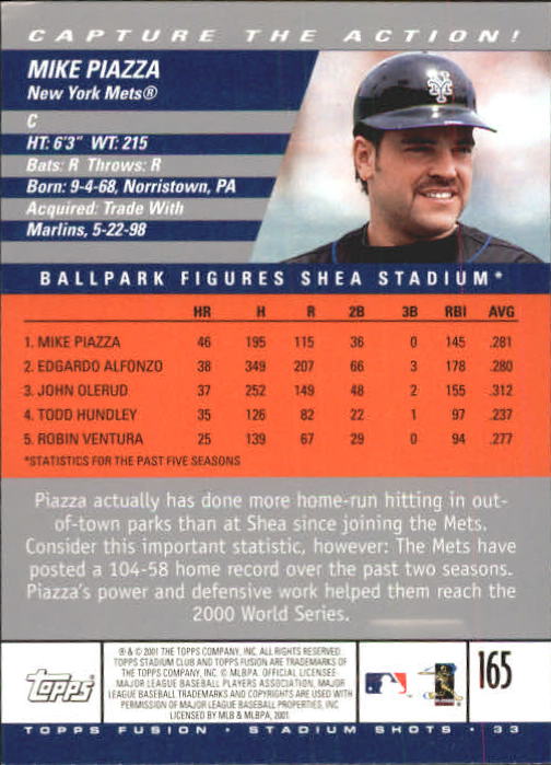 A3902- 2001 Topps Fusion Baseball Card #s 1-250 -You Pick- 15+ FREE US SHIP - Picture 305 of 453