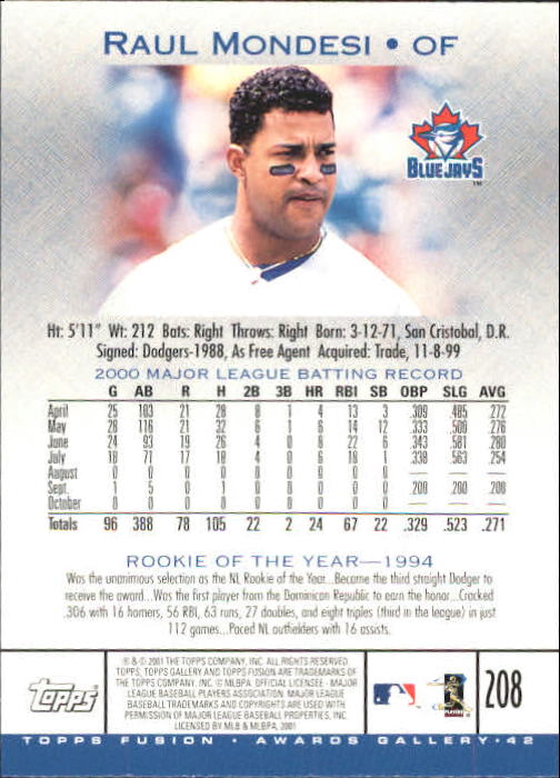 A3902- 2001 Topps Fusion Baseball Card #s 1-250 -You Pick- 15+ FREE US SHIP - Picture 377 of 453