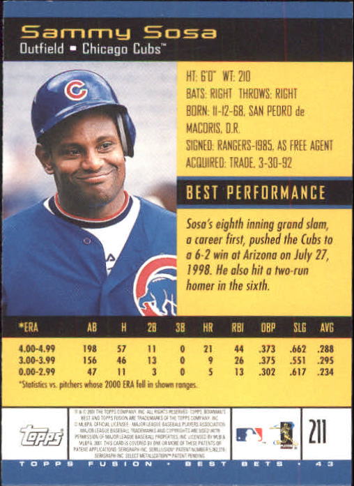 A3902- 2001 Topps Fusion Baseball Card #s 1-250 -You Pick- 15+ FREE US SHIP - Picture 383 of 453