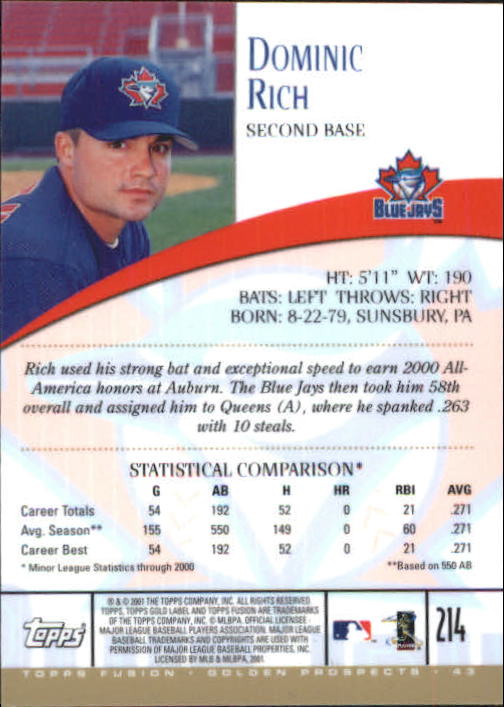 A3902- 2001 Topps Fusion Baseball Card #s 1-250 -You Pick- 15+ FREE US SHIP - Picture 389 of 453