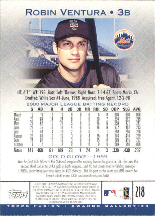 A3902- 2001 Topps Fusion Baseball Card #s 1-250 -You Pick- 15+ FREE US SHIP - Picture 397 of 453