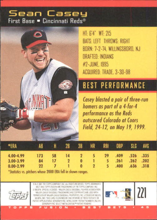 A3902- 2001 Topps Fusion Baseball Card #s 1-250 -You Pick- 15+ FREE US SHIP - Picture 403 of 453