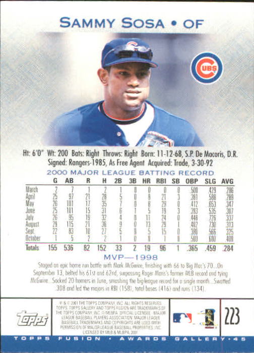A3902- 2001 Topps Fusion Baseball Card #s 1-250 -You Pick- 15+ FREE US SHIP - Picture 407 of 453