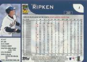 2001 Topps Opening Day #1 Cal Ripken back image