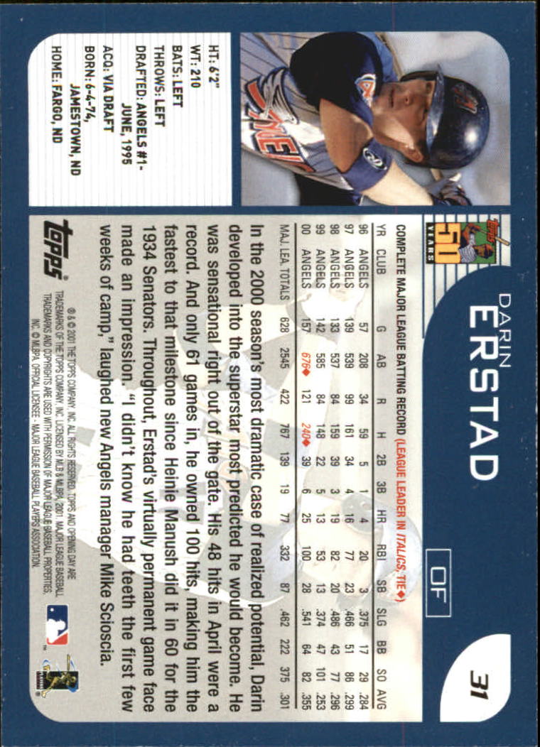 B5415- 2001 Topps Opening Day BB #s 1-165 +Inserts -You Pick- 15+ FREE US SHIP - Picture 45 of 248